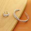trendy women copper with zircon gold open bangles open rings jewelry set